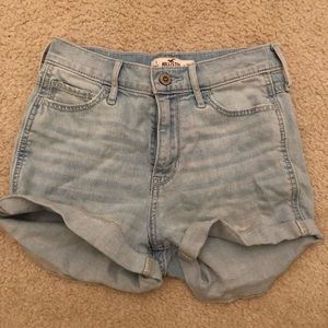 Light denim jean shorts